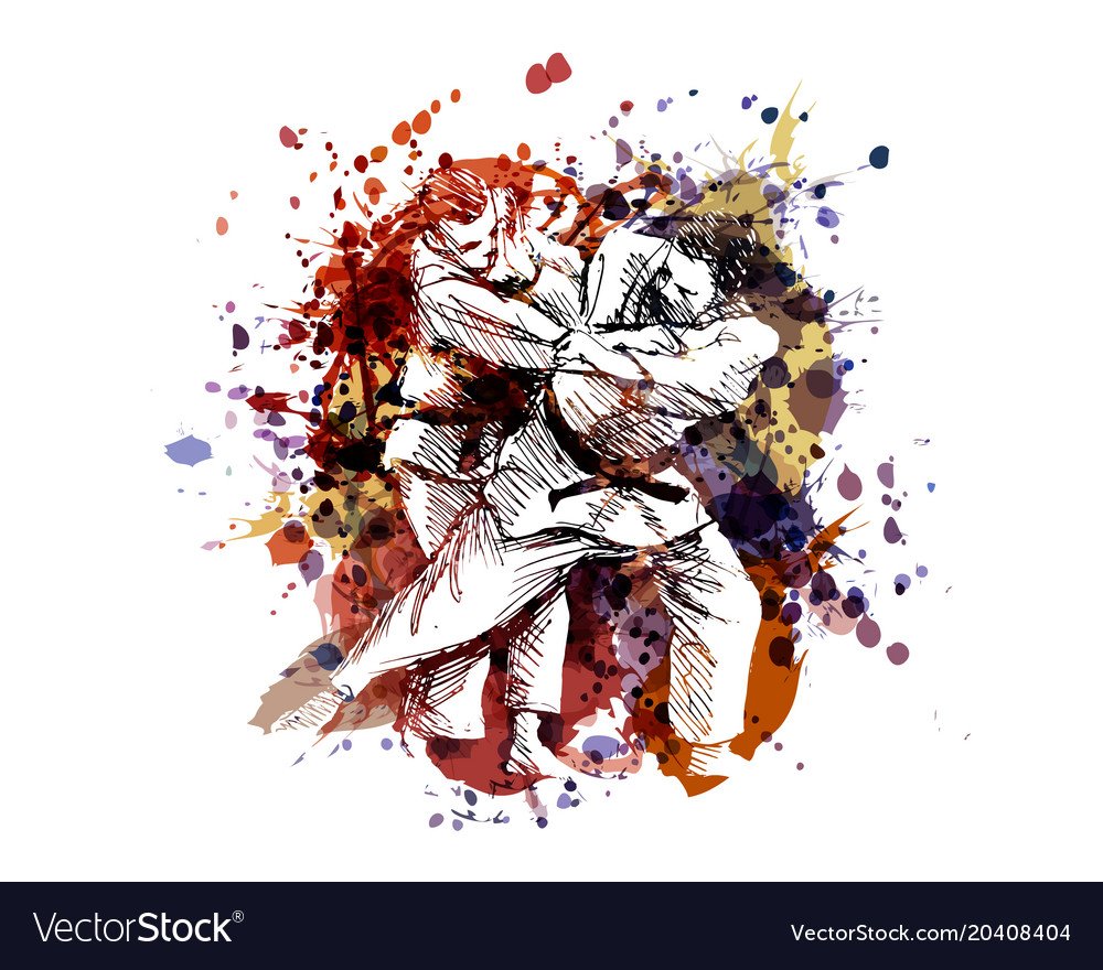 Каратист акварель