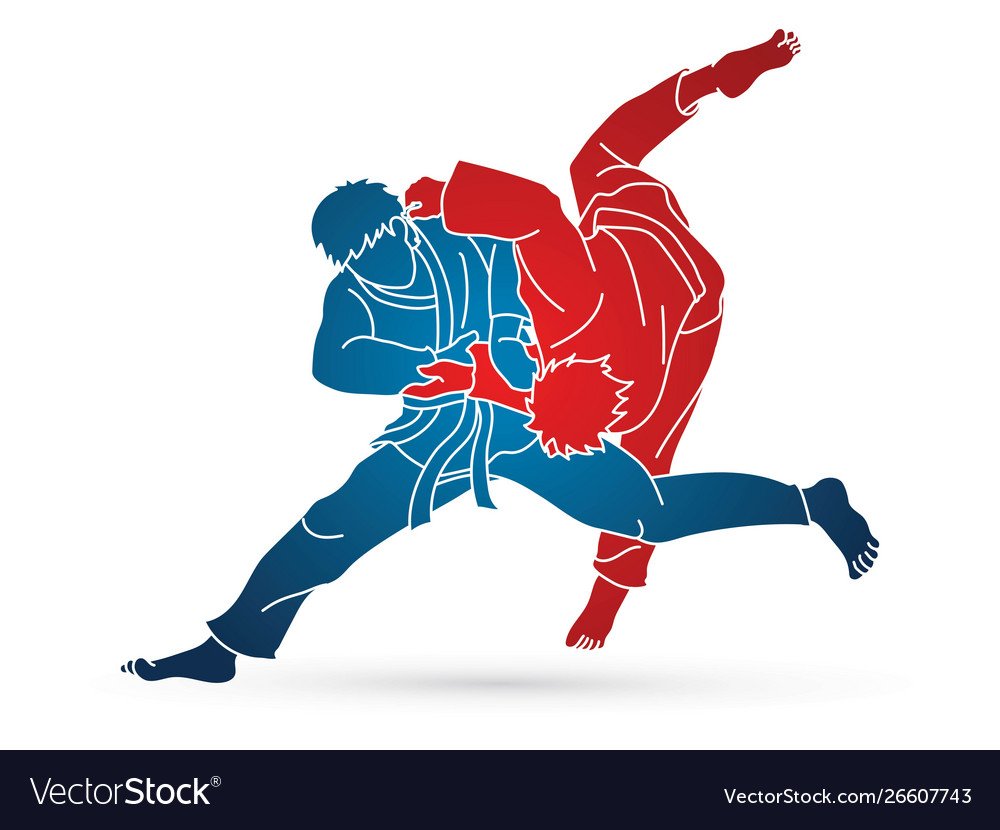 Дзюдо силуэт цветной