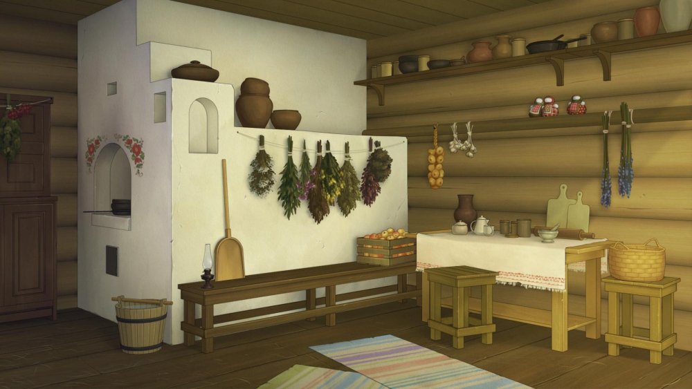 Печь в избе вектор