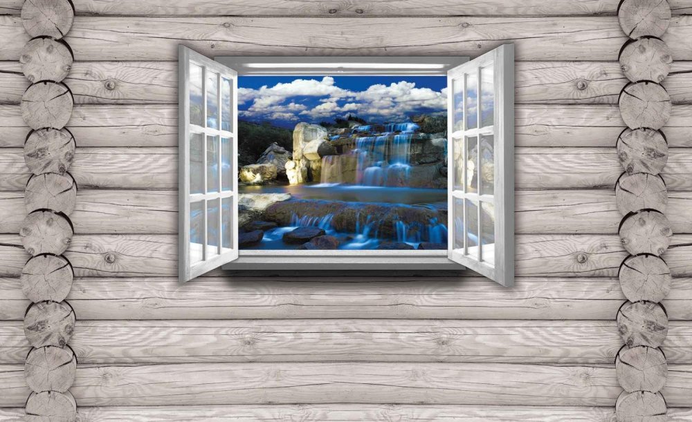 Бревенчатая стена с окном в избе