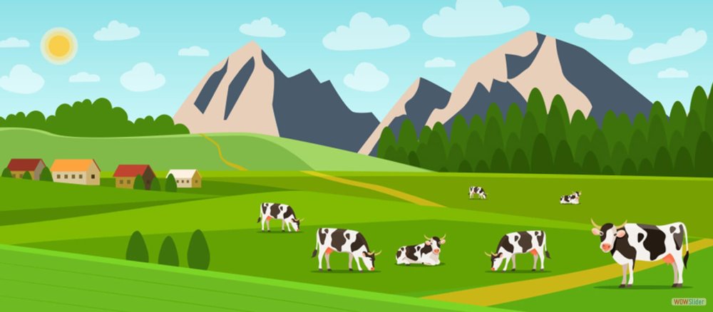 Поле с коровами вектор