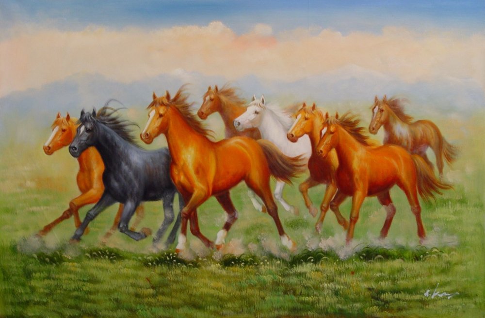 Нарисовать стадо лошадей