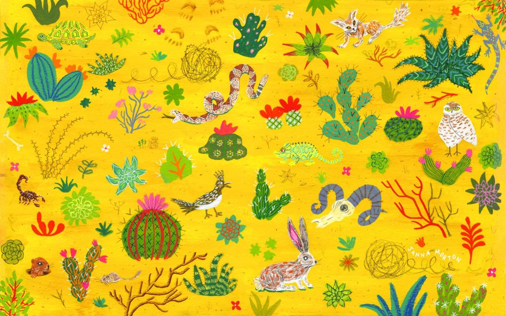 Красивый желтый фон с мелким детским рисунком стилизованные