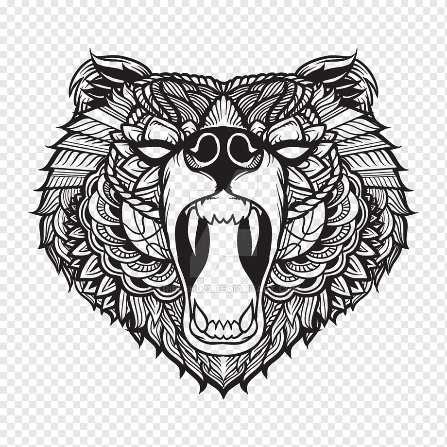 Оскал медведя тату эскиз
