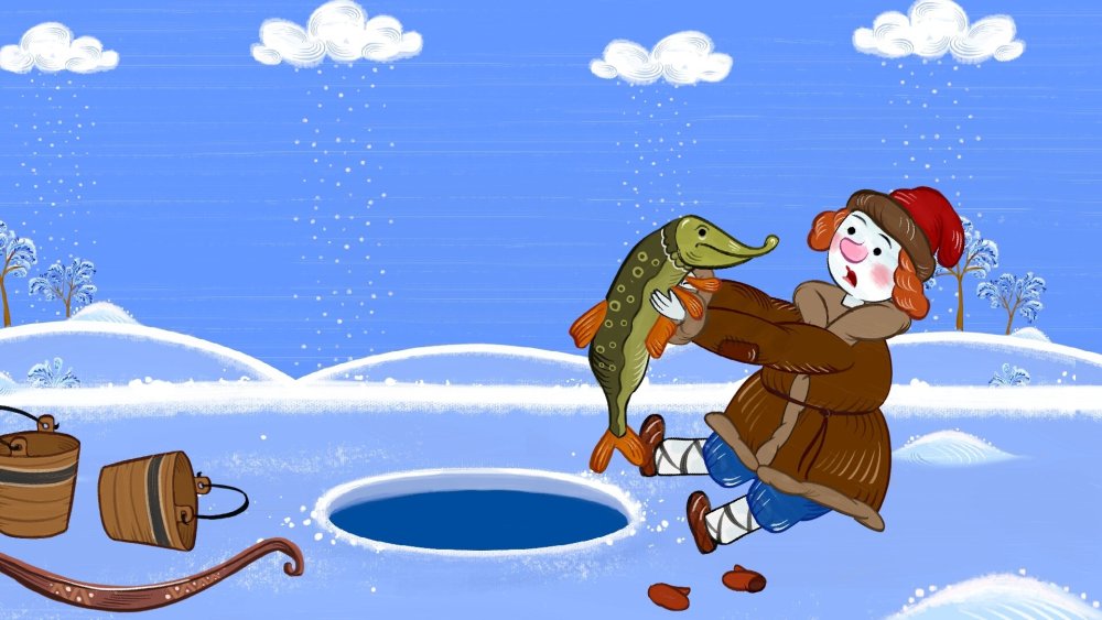 Зимняя рыбалка векторное изображение