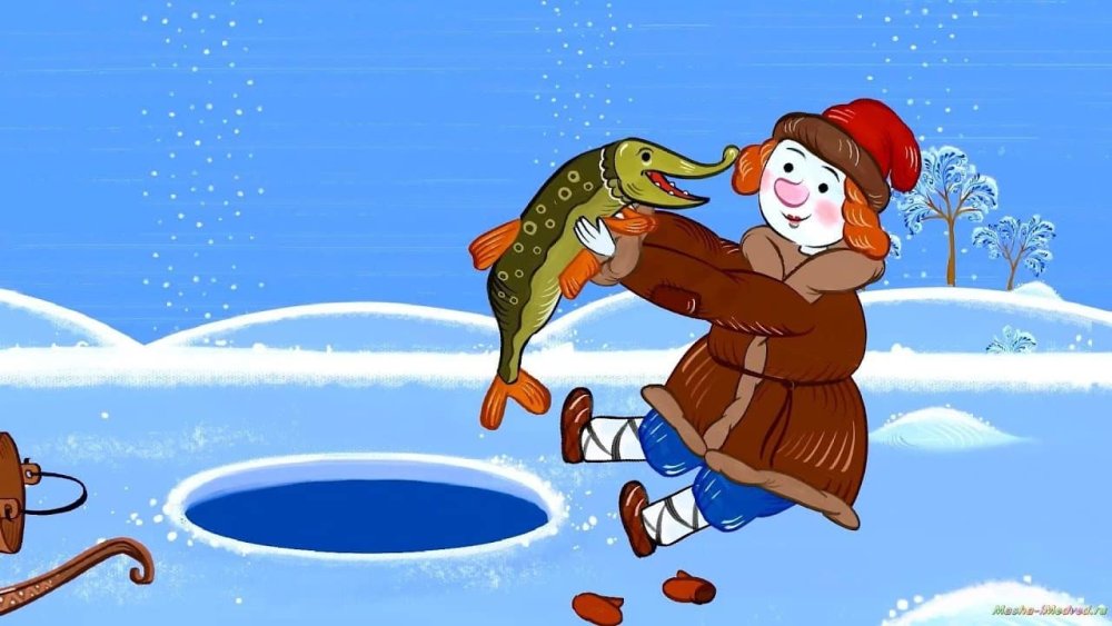 Много щук на снегу