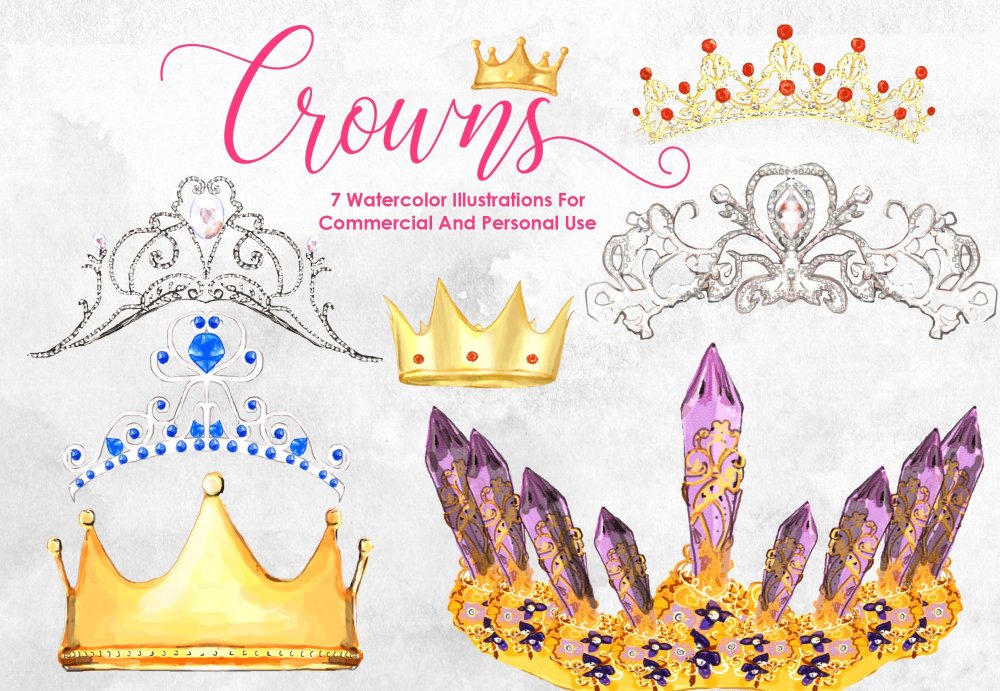 Корона нарисованная акварель