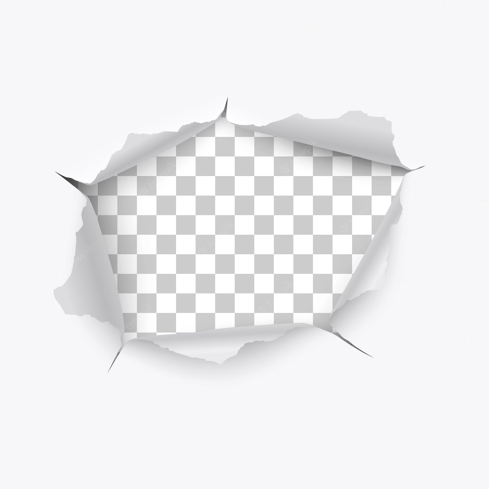 Дырка в бумаге на прозрачном фоне