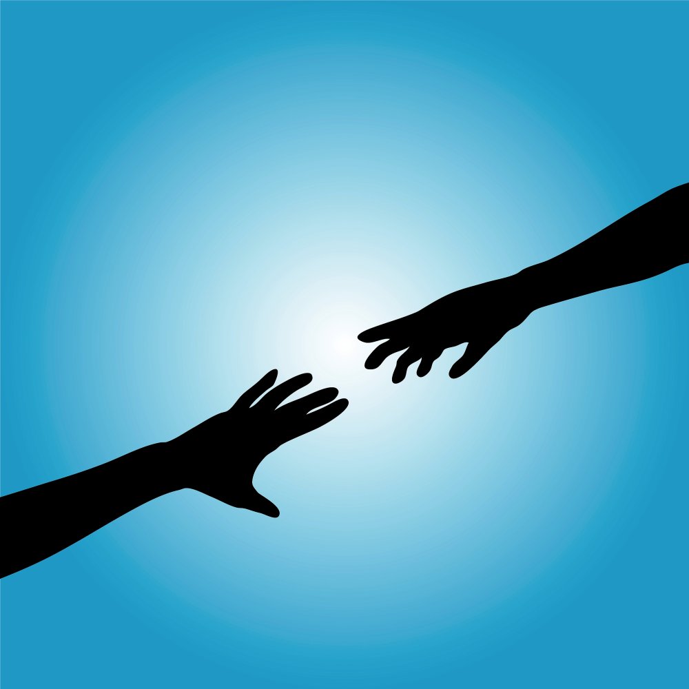 Рука тянется силуэт