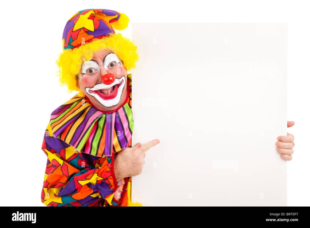 Клоун показывает пальцем