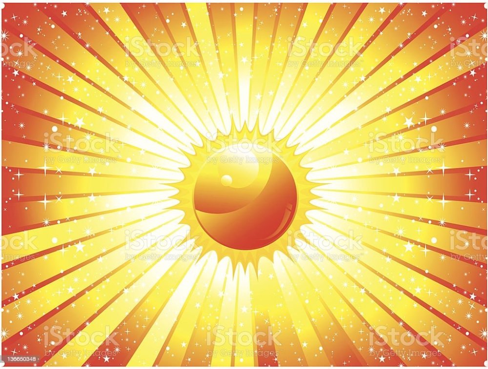 Солнце с разноцветными лучами