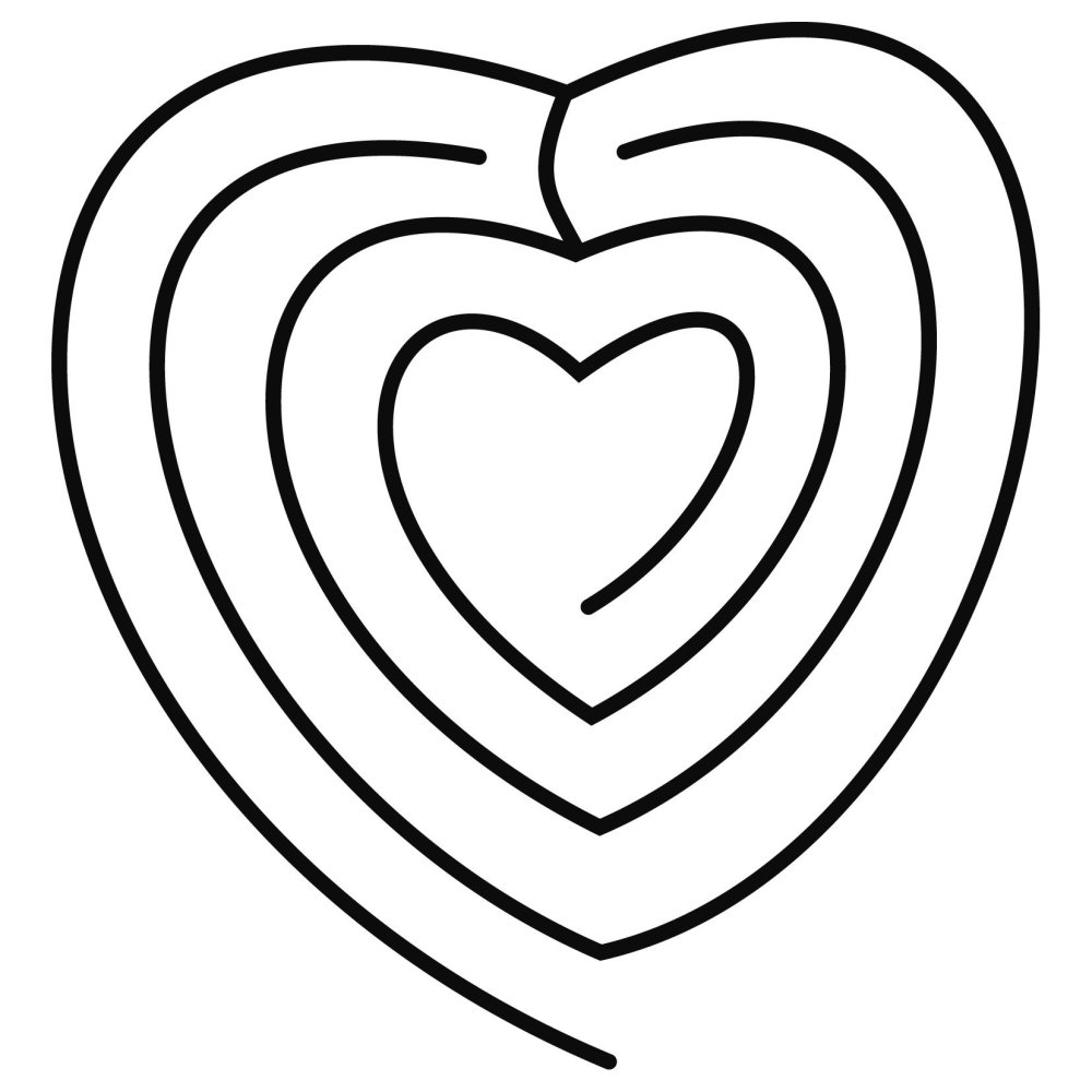 Лабиринт с сердечками раскраска