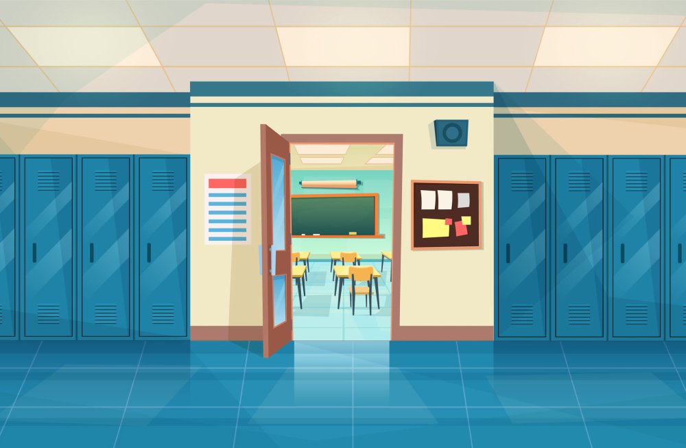 Коридор школы аниме