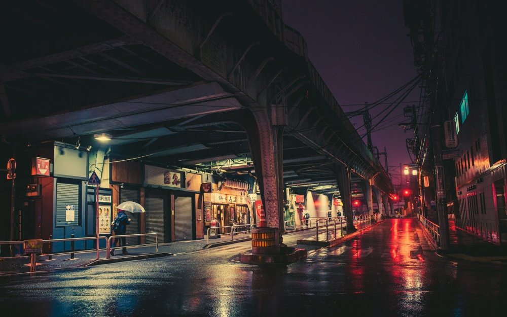 Токио улицы аниме ночь