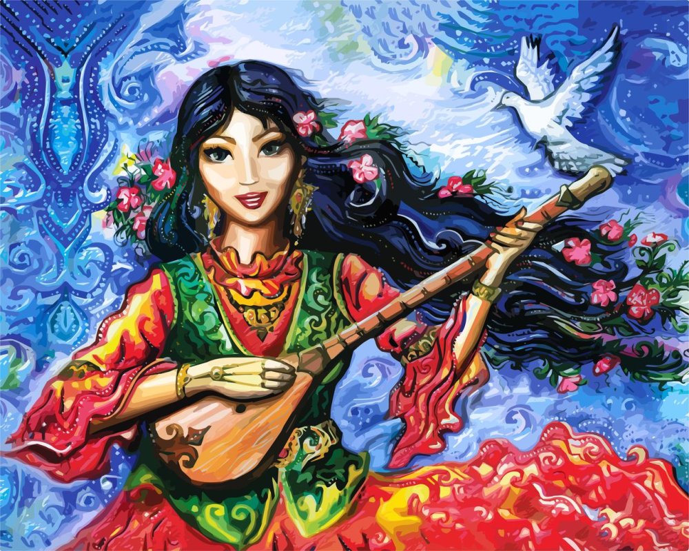 Играет на домбре