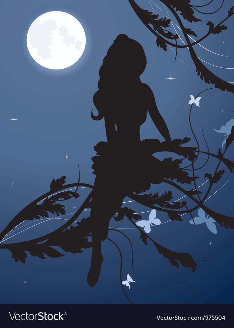 Силуэт девушки на Луне