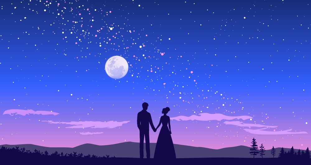 Балерина на фоне ночного неба