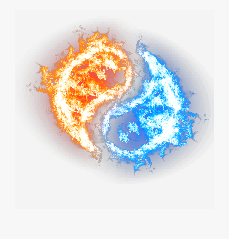 Огонь и вода на белом фоне