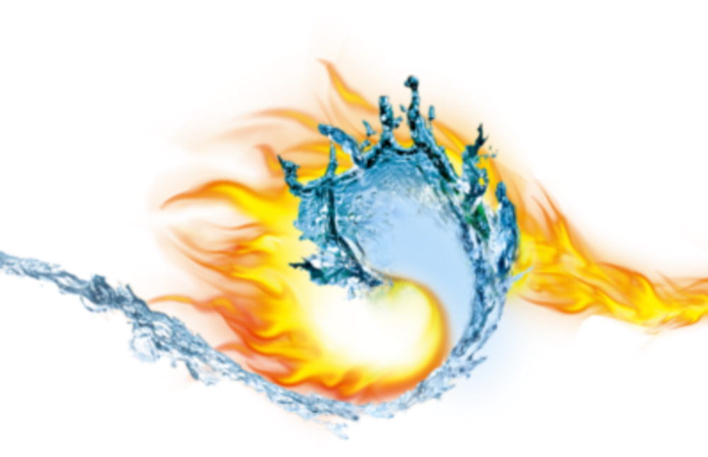 Стихия огня на белом фоне