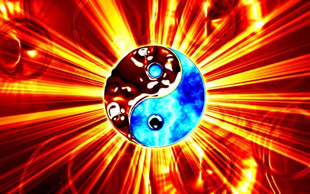 Инь Янь на черном фоне