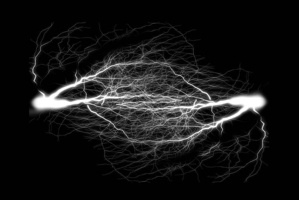 Синяя молния на черном фоне