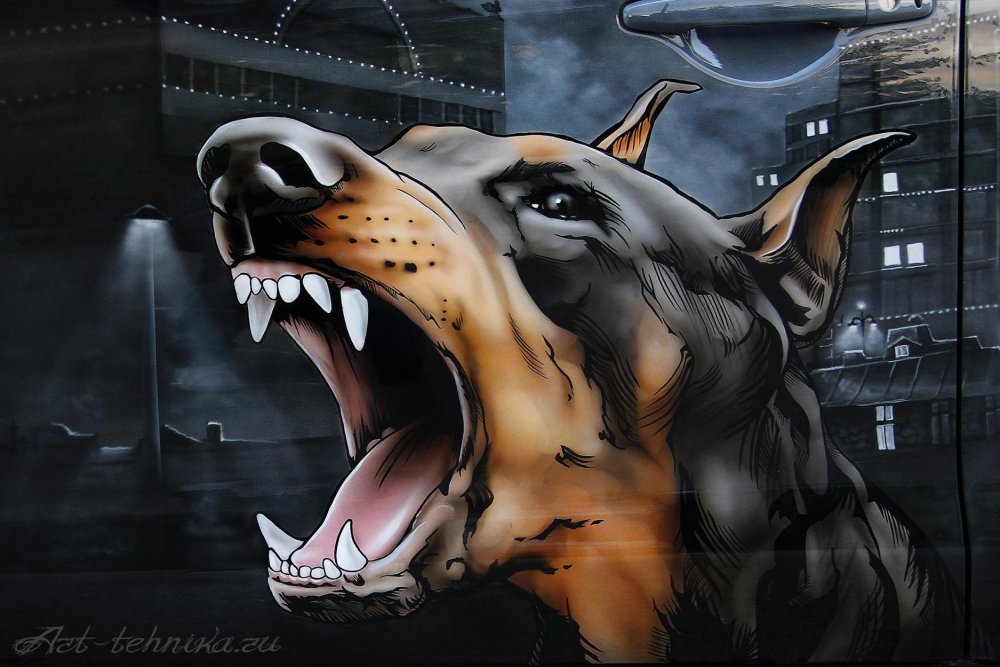 Доберман оскал