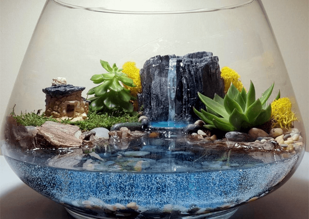 Декор круглого аквариума