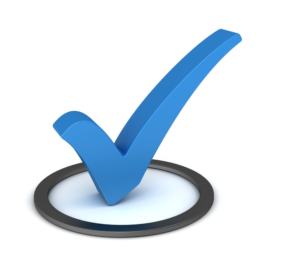 Галочка на голубом фоне