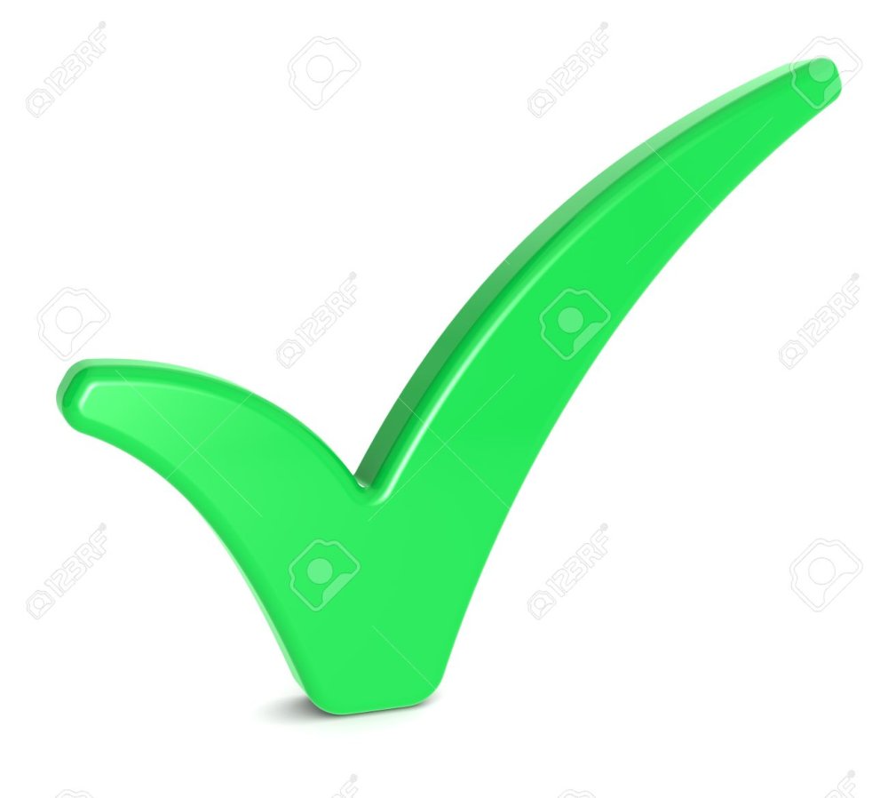 Зеленая галочка на сером фоне