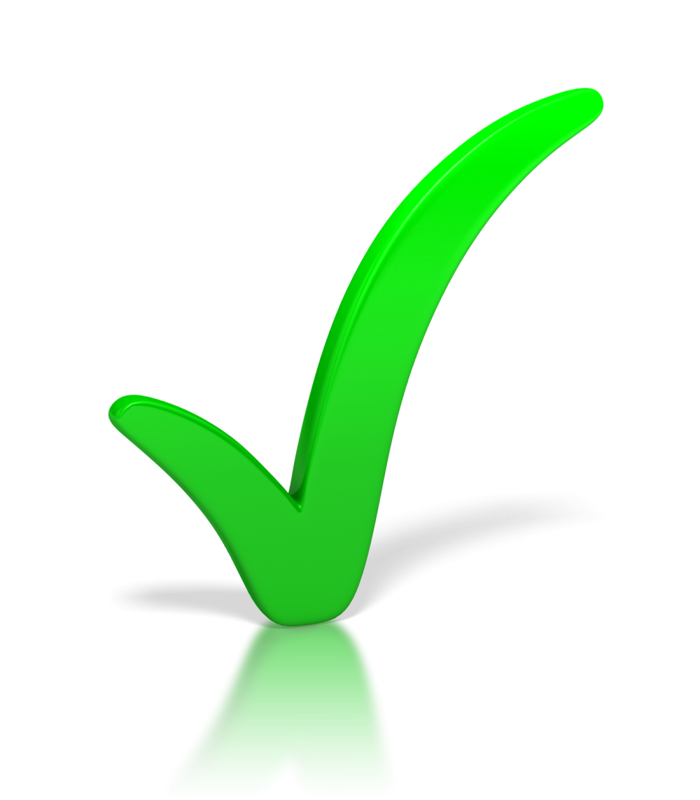 Салатная галочка на прозрачном фоне