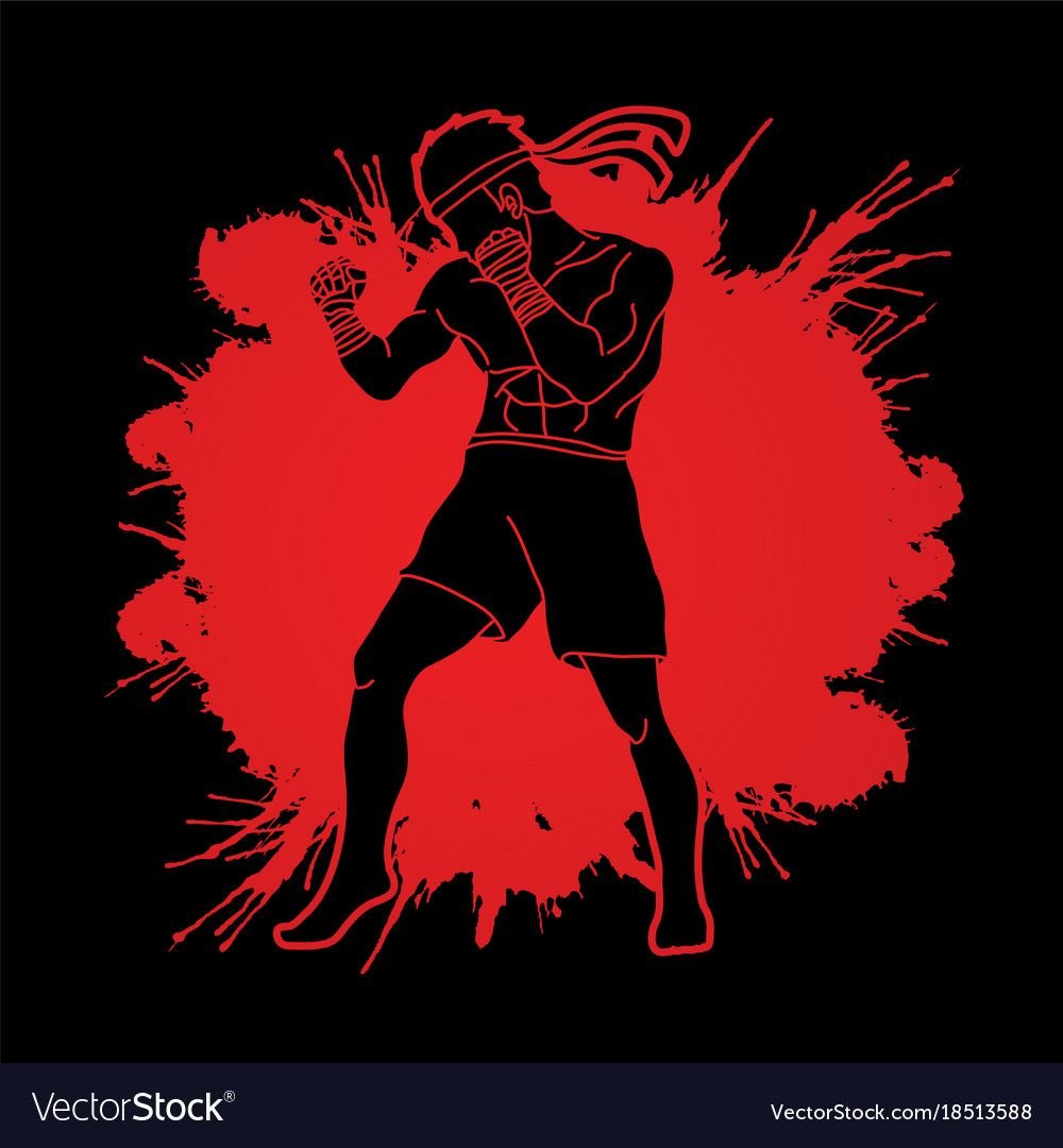 Боец Муай Тай вектор