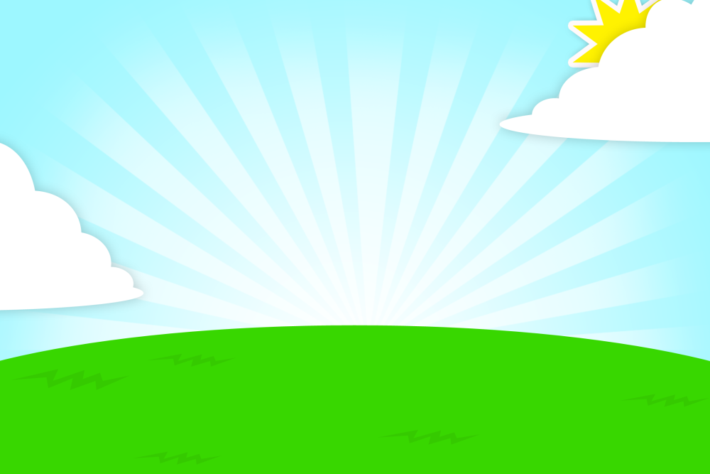 Поляна зеленая и небо мультяшное
