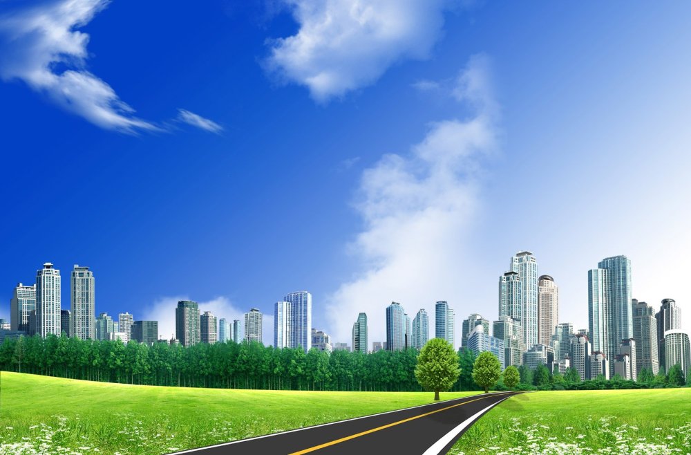 Голубое небо в городе