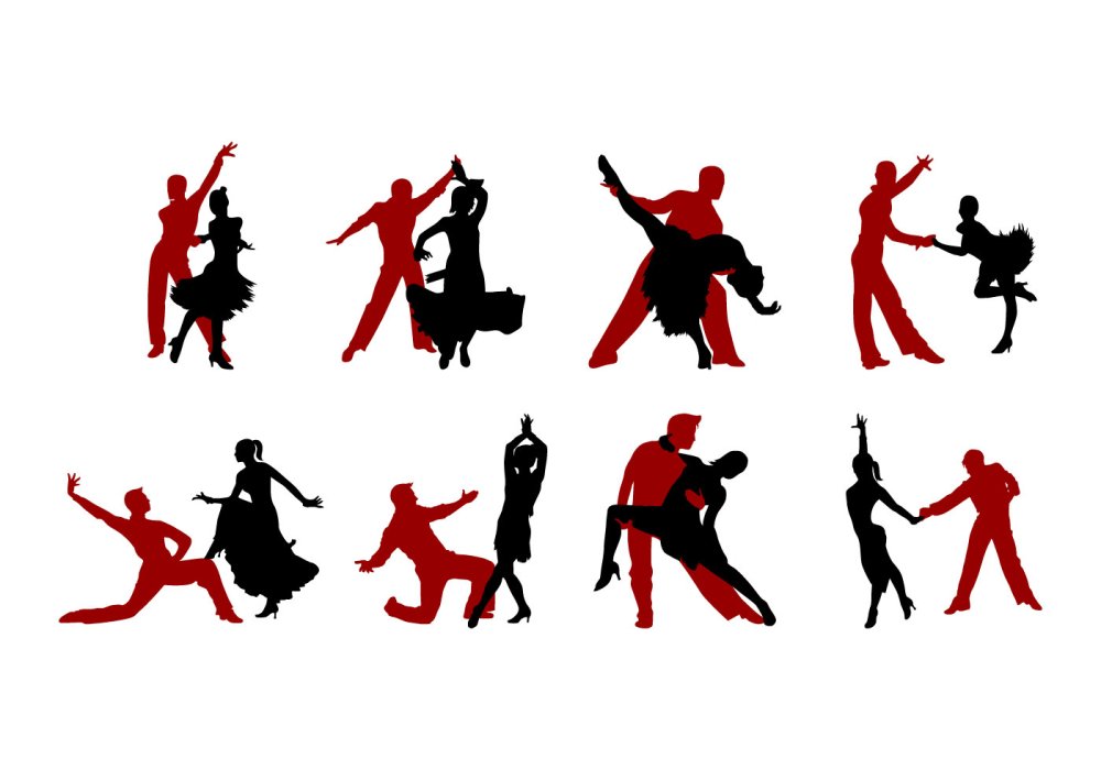 Танцы вектор силуэт