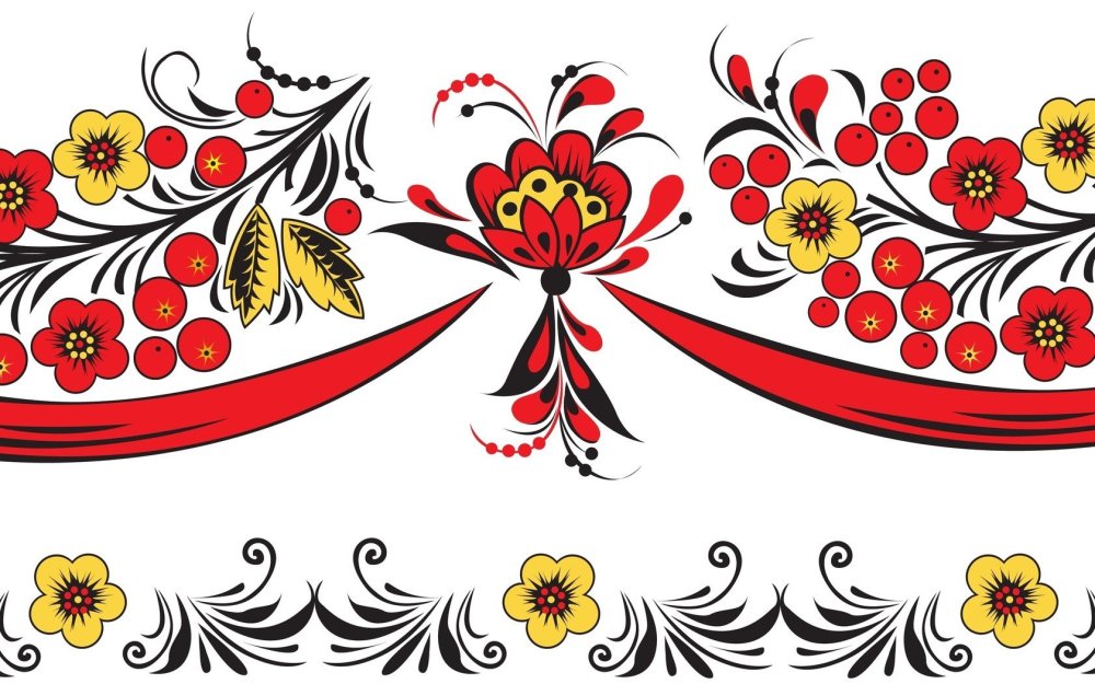 Хохломская роспись орнамент в полосе