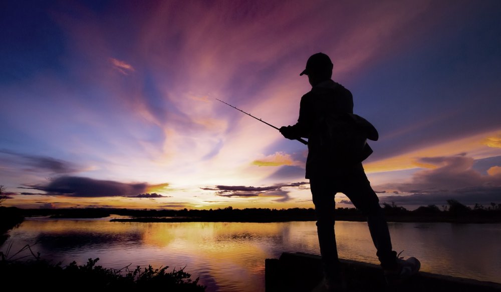 Картинки Рыбак на закате рисунок