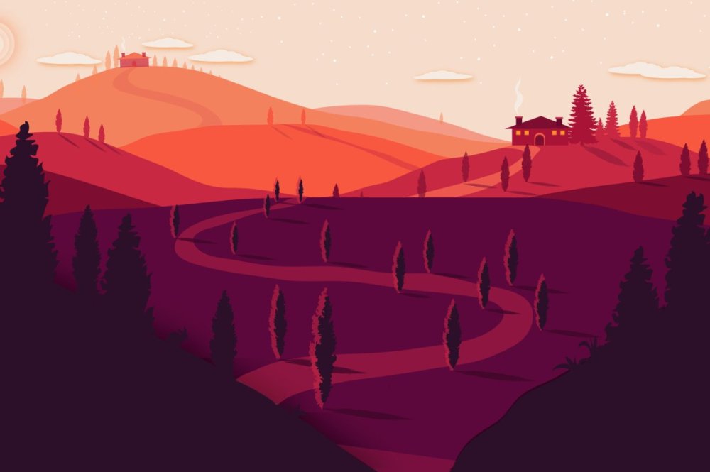 Пейзажи в стиле флэт