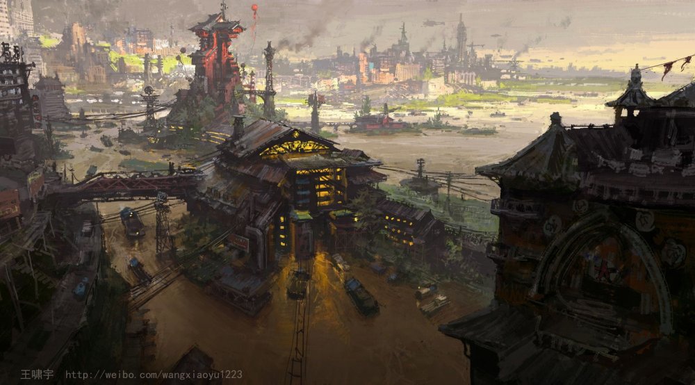 Японский город стимпанк