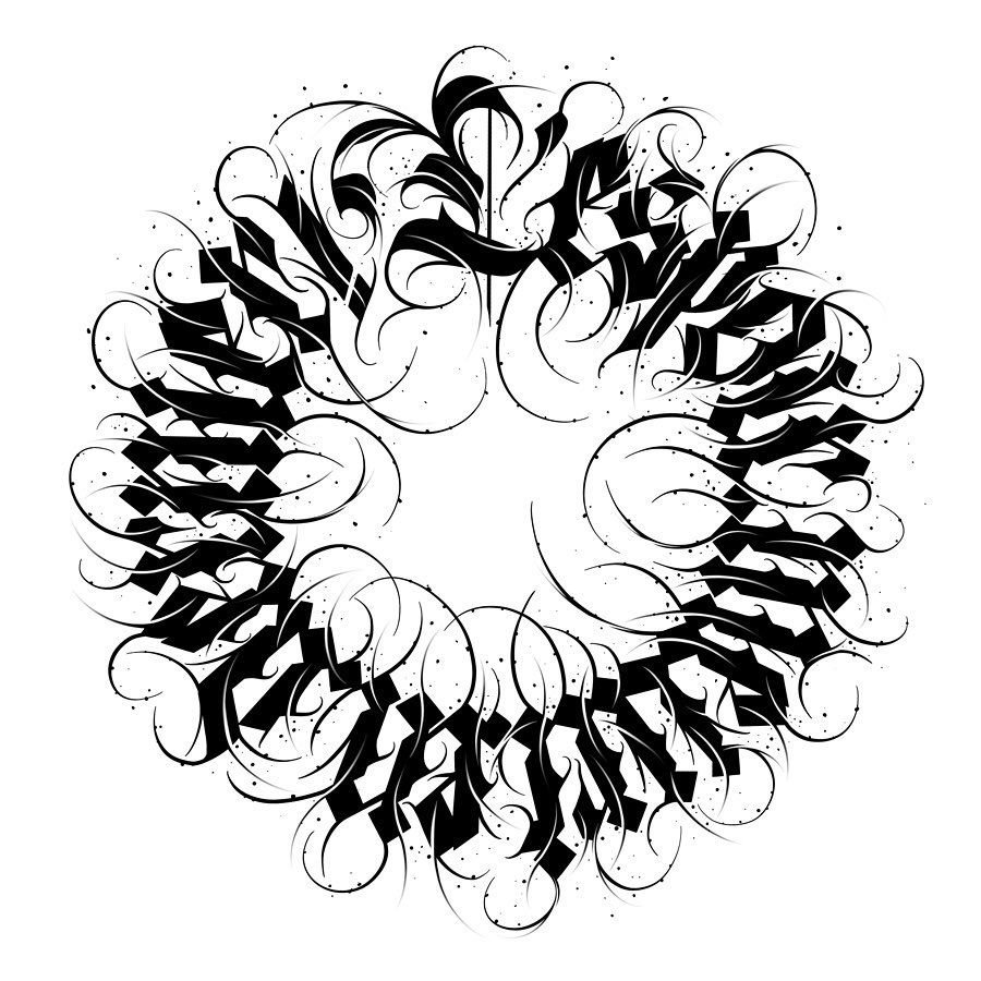 Тату каллиграфия круг