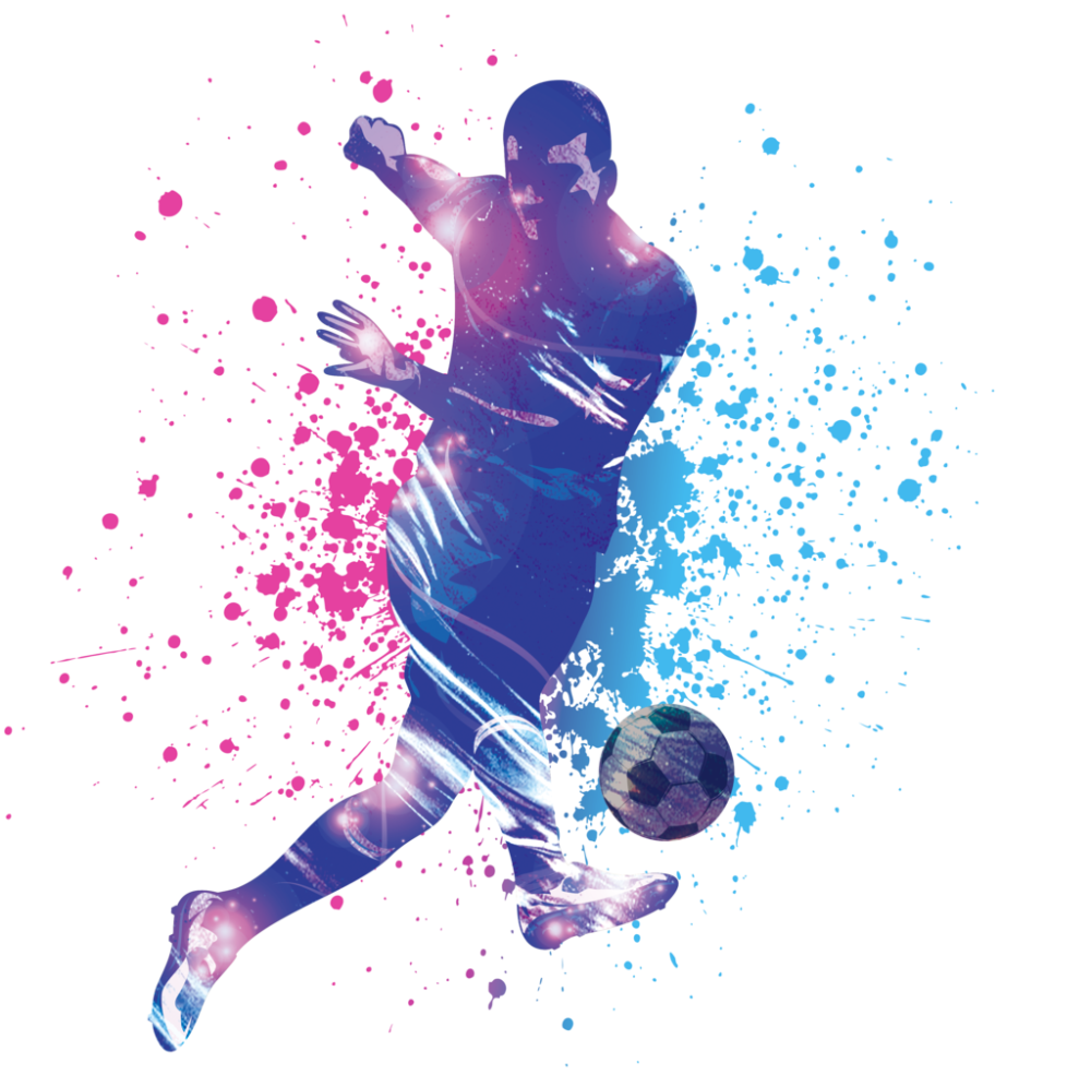 Силуэт футболиста цветной
