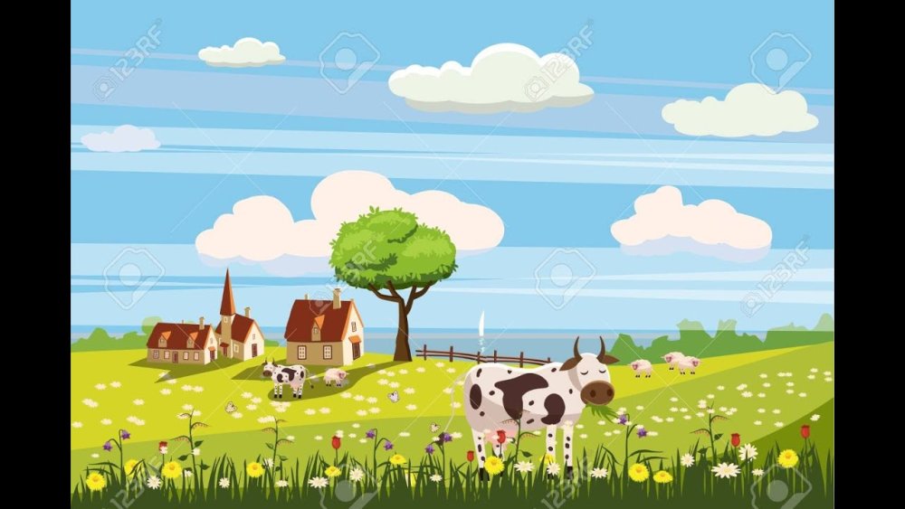 Деревня корова вектор
