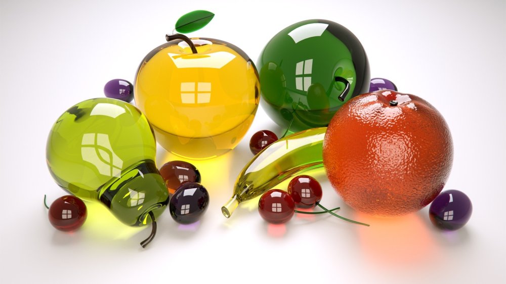 Стеклянные фрукты и овощи