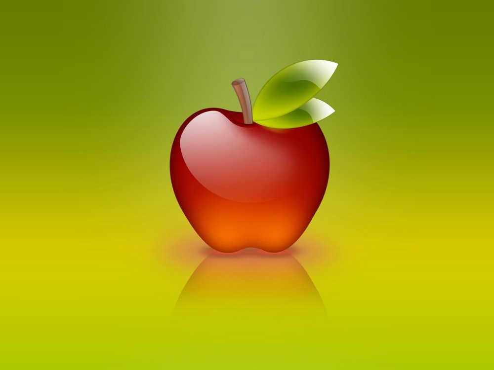 Яблоко на сером фоне