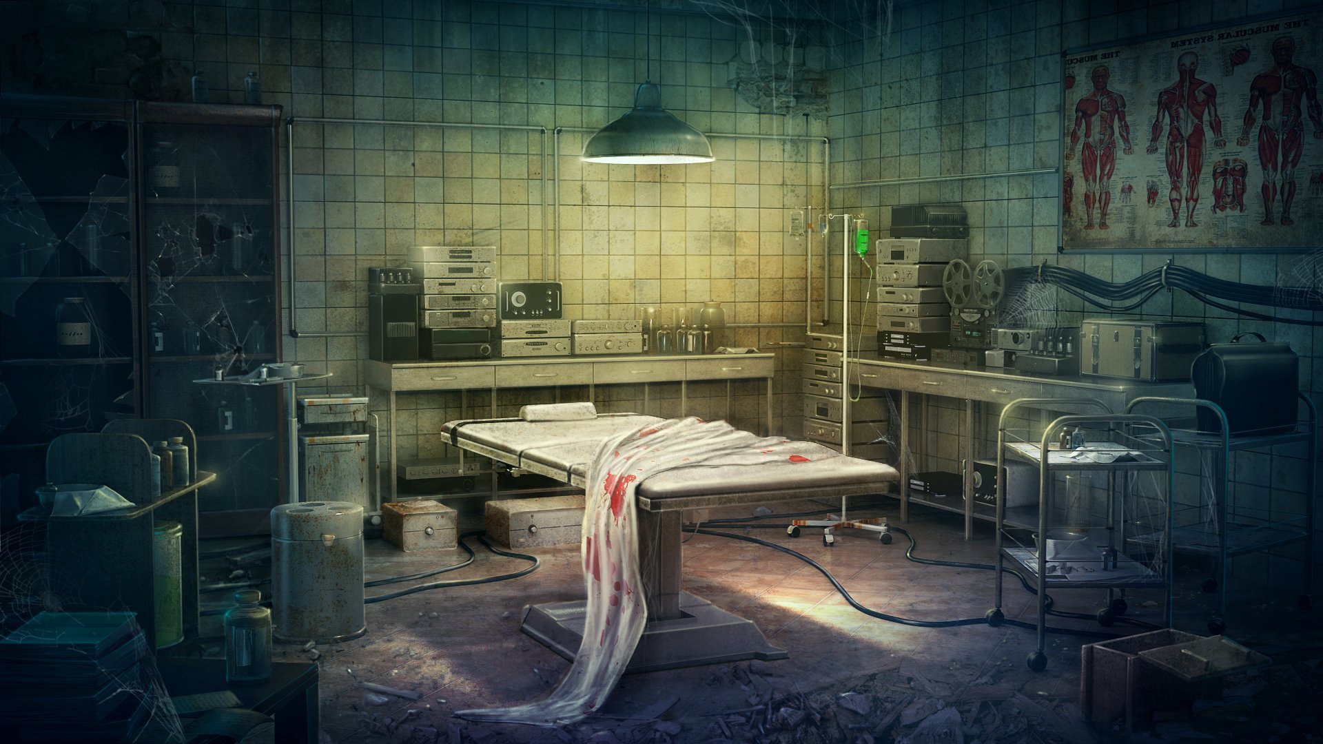 Horror elements. Аркхем психиатрическая больница. Страшная комната.