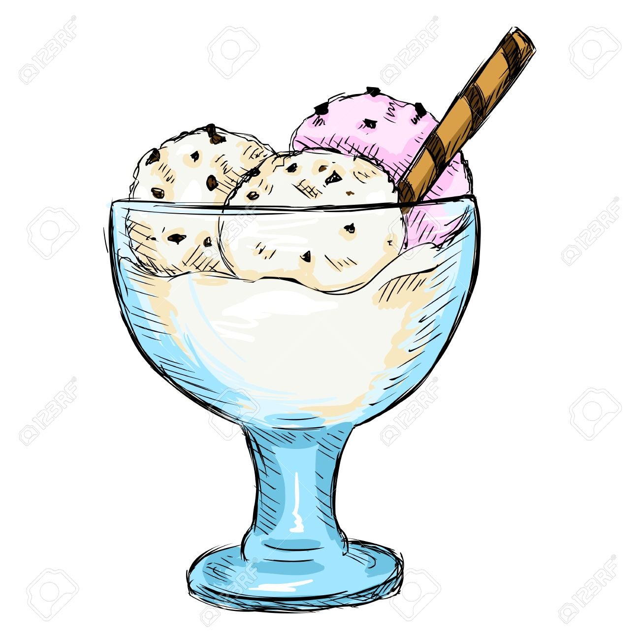 Рисование мороженое в вазочке