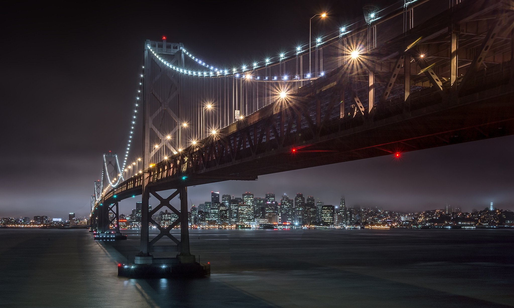 ночной город мосты