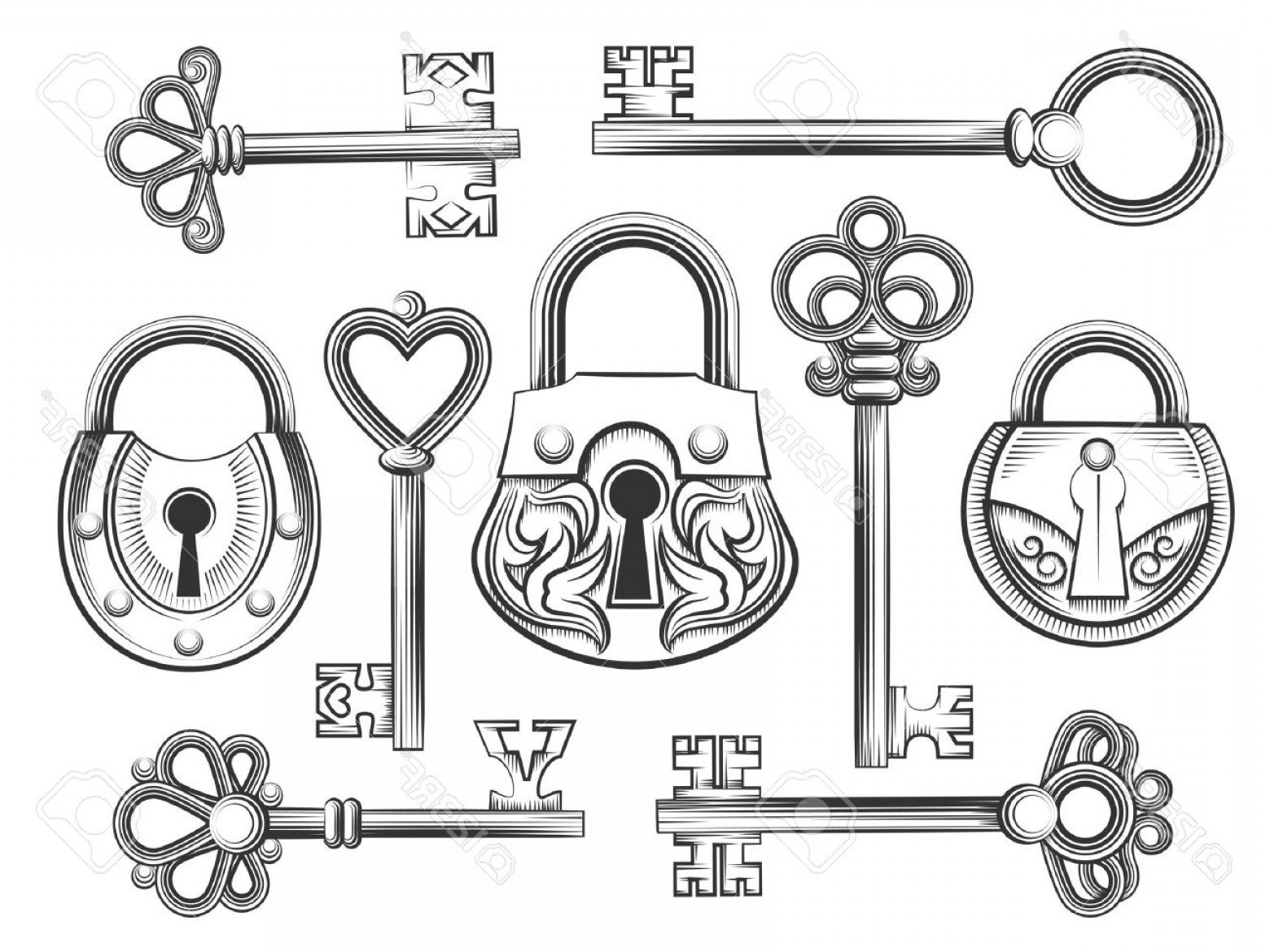 Зарисовки замков и ключей