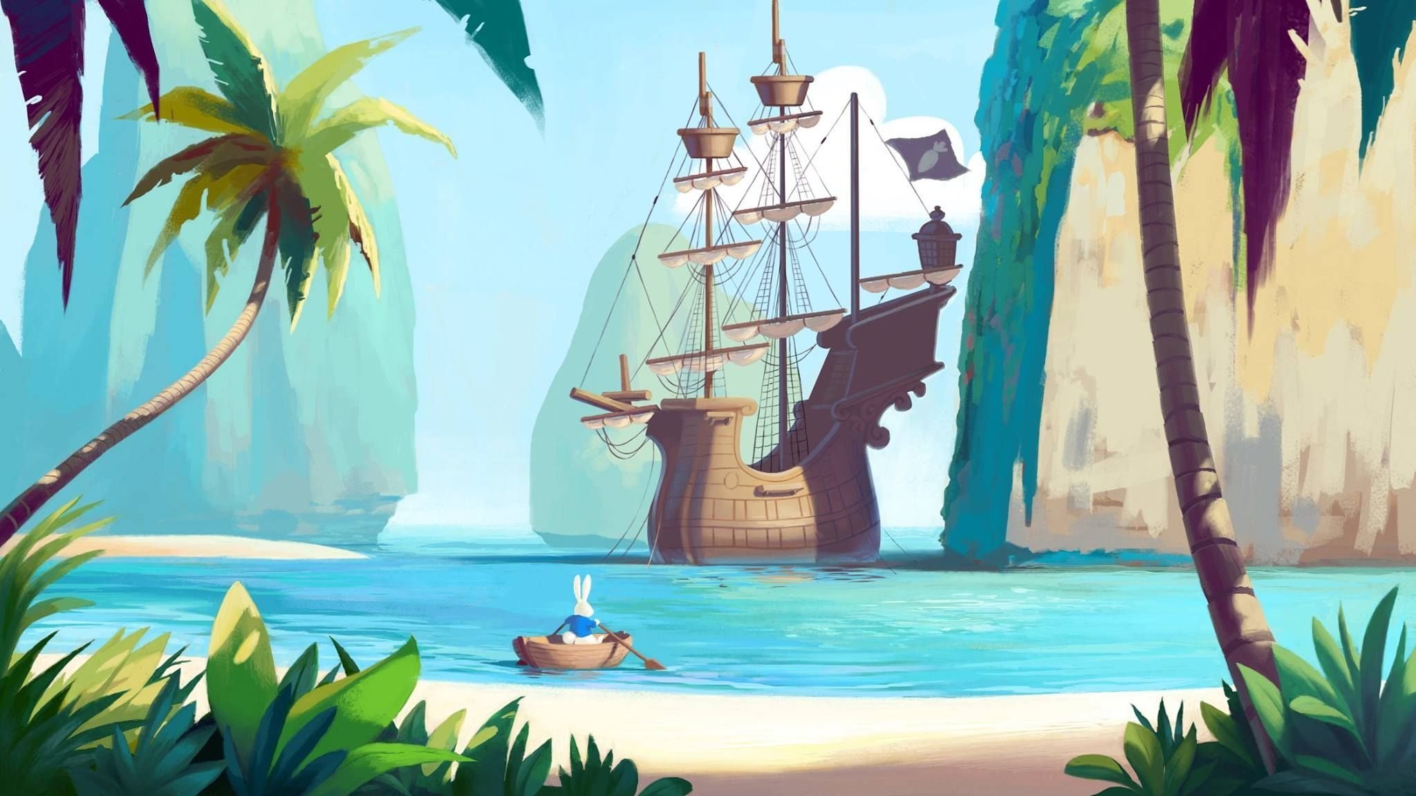 остров и корабль картинки