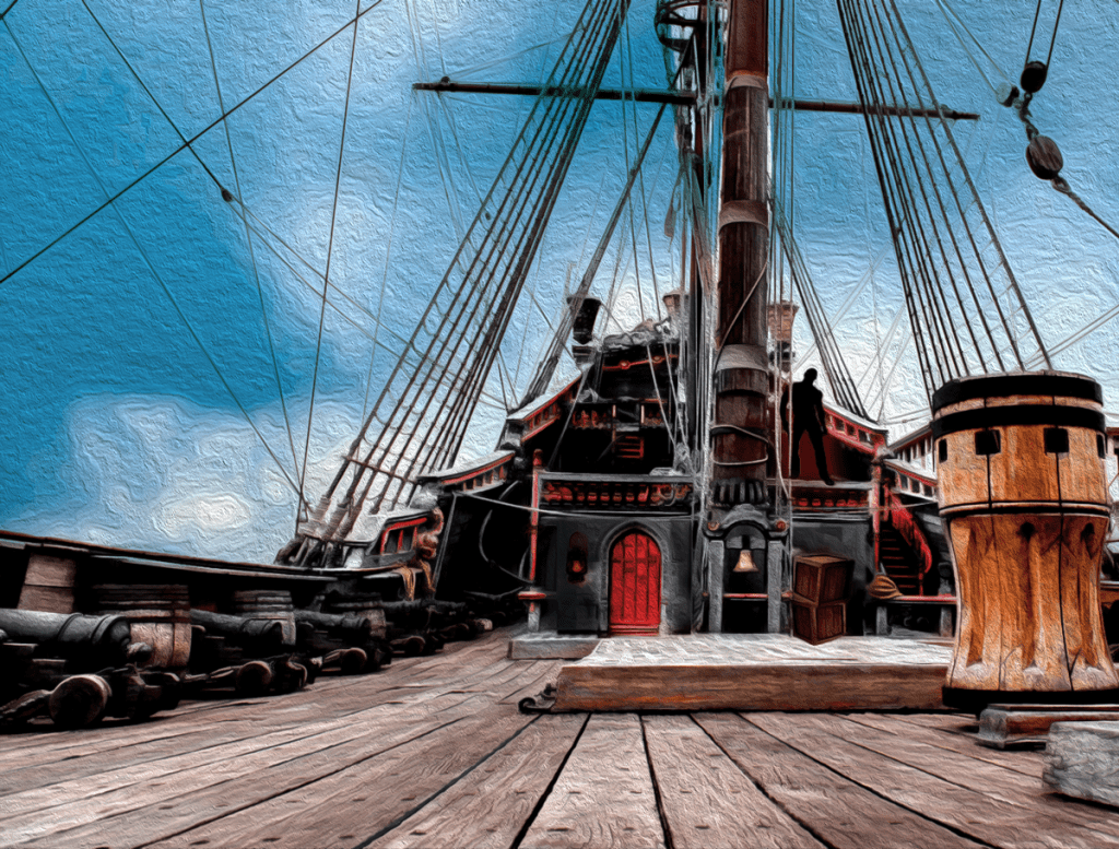 Палуба пиратского корабля фон