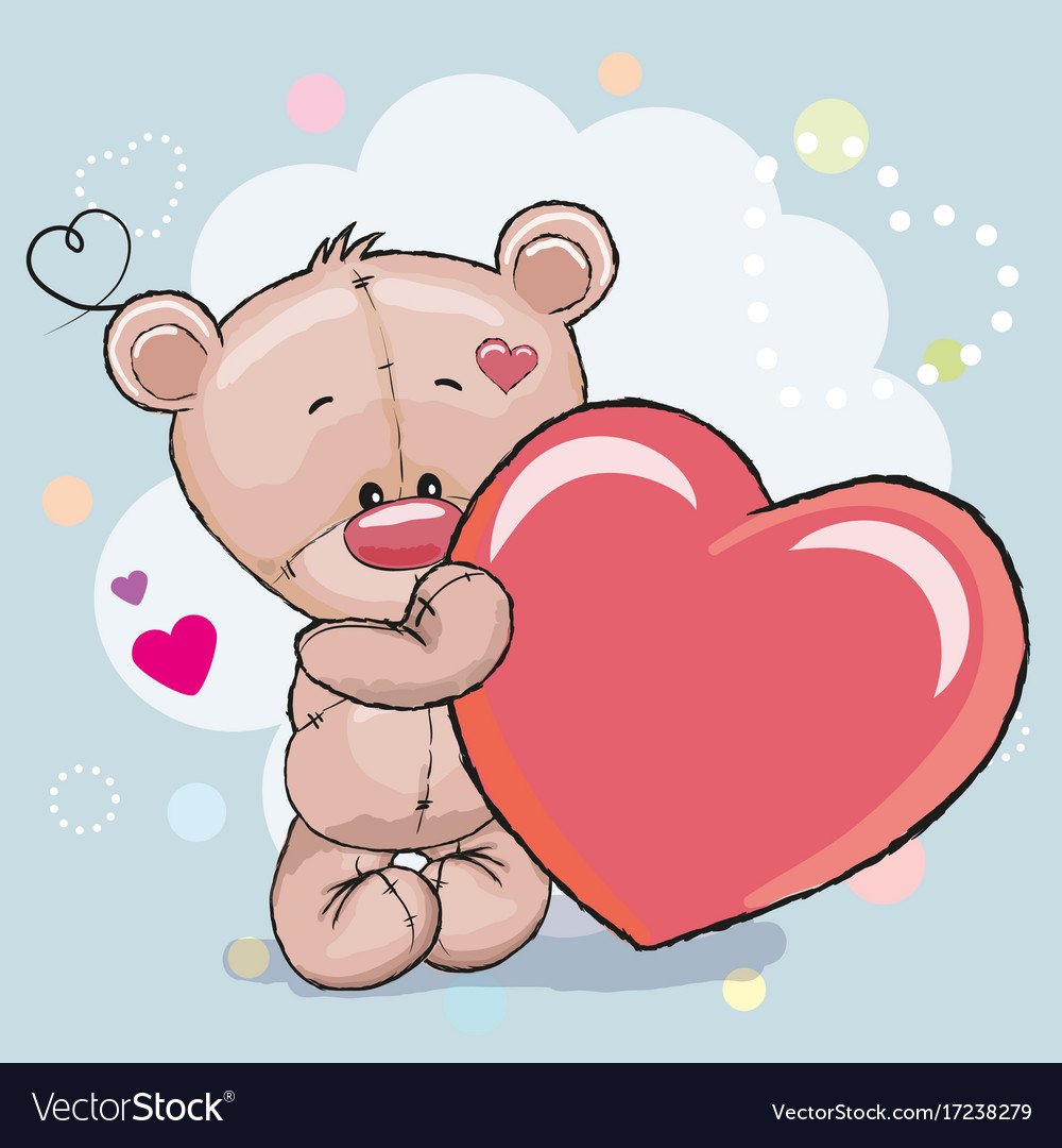 Медвежонок с сердечком в лапах вектор